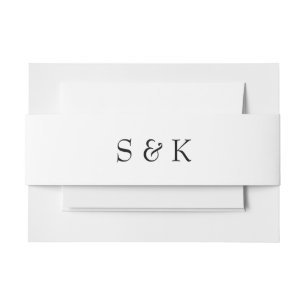 Black and White Monogram Wedding Invitation Belly Band