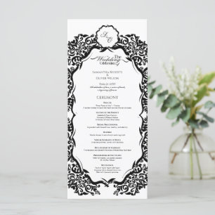 Black and White Monogram Wedding Program Programme