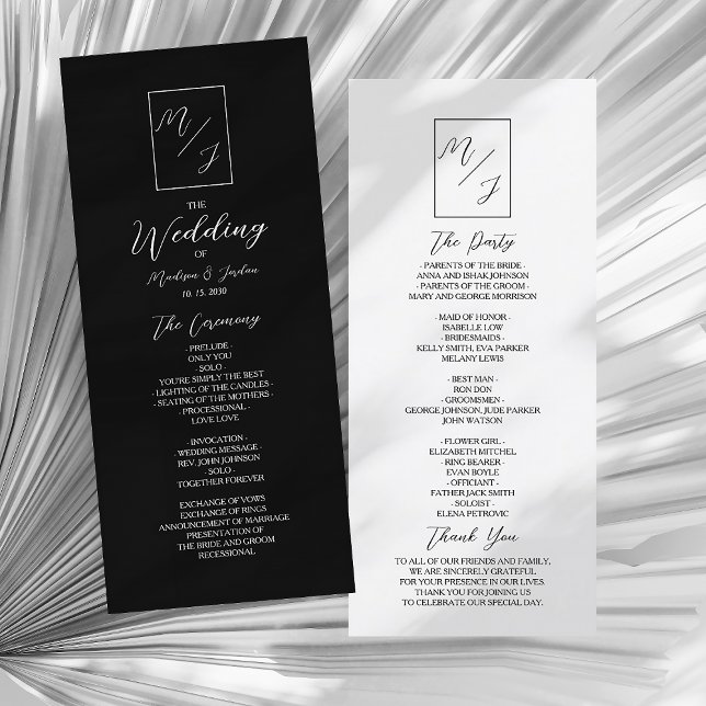 Black and White Monogram Wedding  Programme (Creator Uploaded)