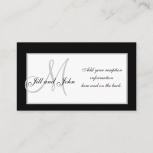 Black and White Monogram Wedding Reception Cards