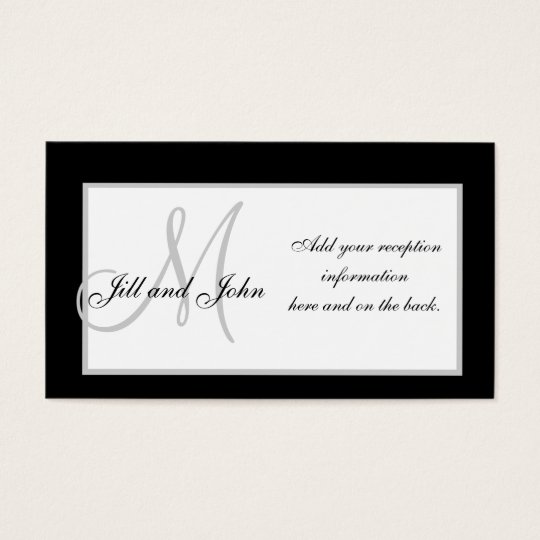 Black and White Monogram Wedding Reception Cards