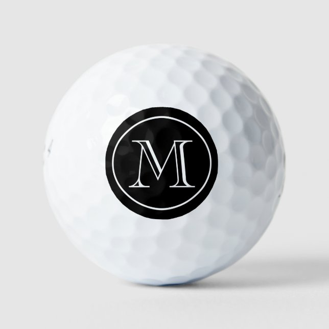 Black and White Monogrammed Golf Balls (Front)