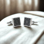 Black and White Monogrammed Groomsmen Cufflinks<br><div class="desc">A thoughtful Thank You present for your Best Man,  Groomsman,  Usher,  Groom or any member of your wedding party. This design works better on the square cufflinks.</div>