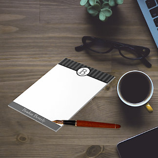 Black and White Monogrammed Personalised Notepad
