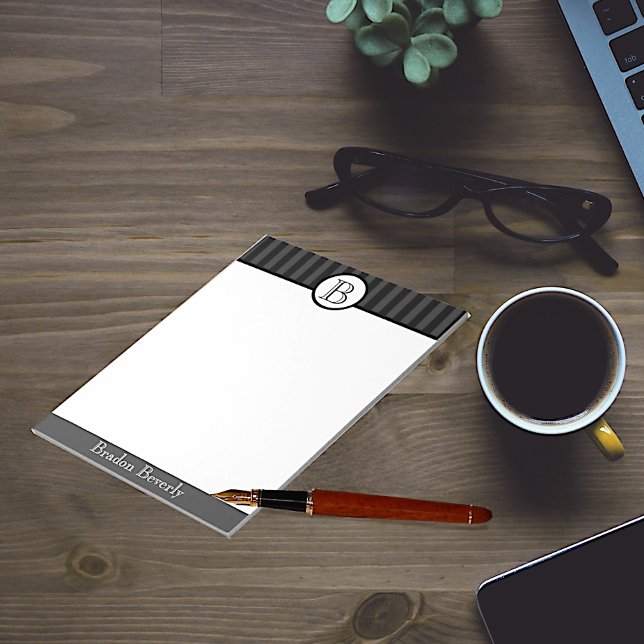Black and White Monogrammed Personalised Notepad (Creator Uploaded)