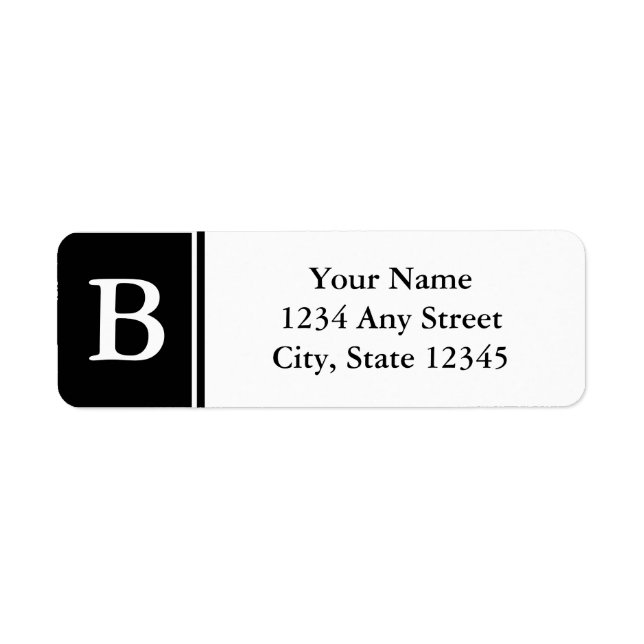 Black and White Monogrammed Return Address Labels (Front)