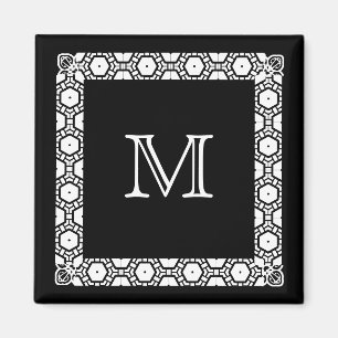 Black and White Monogrammed Stateroom Door Marker Magnet