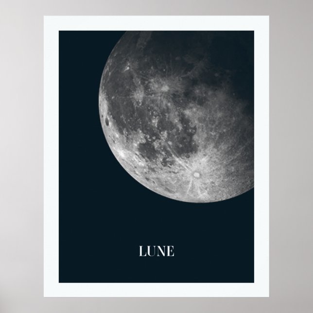 Black and White Moon Kids Room Art Poster (Front)