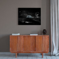 Black and White Moon Night Sky Mountain Galaxy