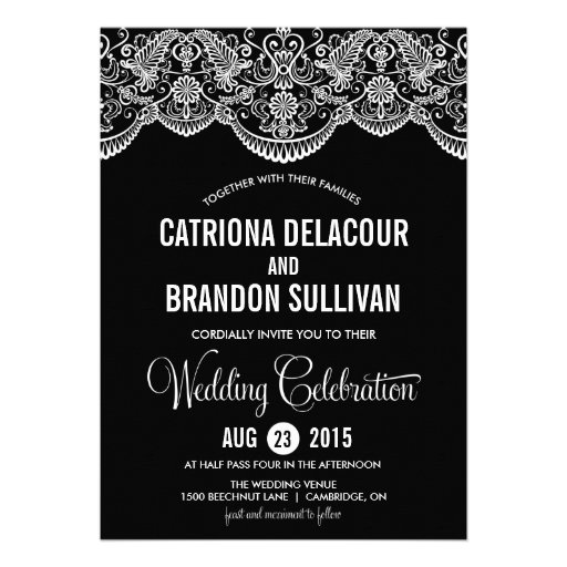 Black And White Lace Wedding Invitations 7