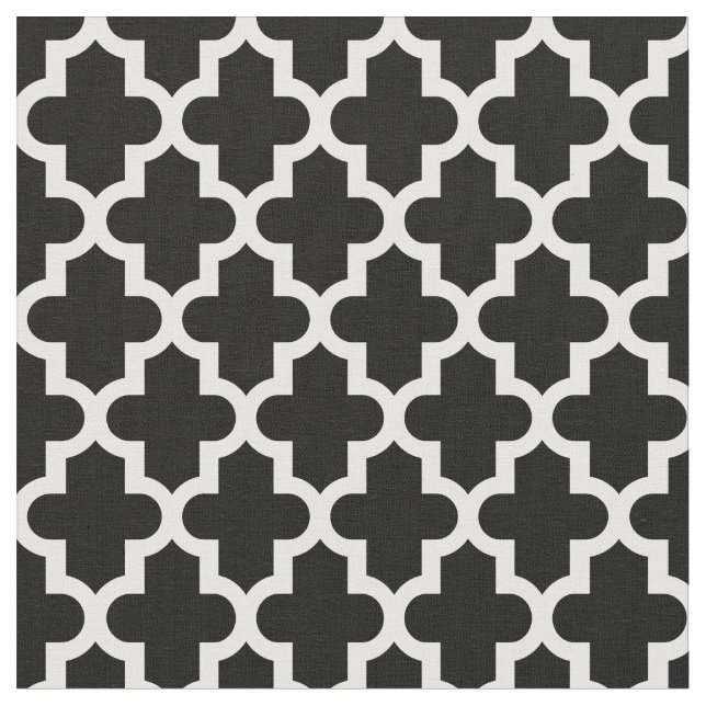 Black and White Moroccan Print Fabric (Close Up)