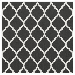 Black and White Moroccan Quatrefoil Fabric