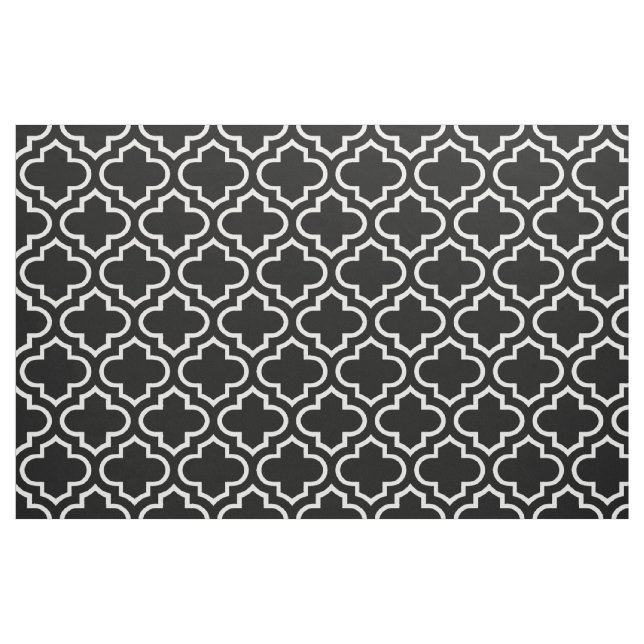 Black and White Moroccan Trellis Pattern Fabric 02 (Yard)