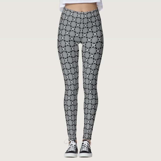 Black and White Mosaic Leggings (Front)