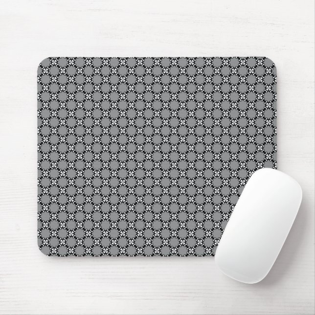 Black and White Mosaic Mouse Mat (With Mouse)