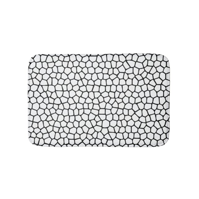 Black and white Mosaic pattern Bath Mat (Front)