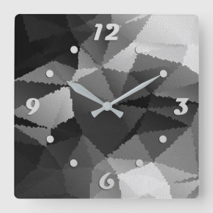 Black and white mosaic pattern square wall clock