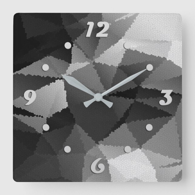 Black and white mosaic pattern square wall clock (Front)