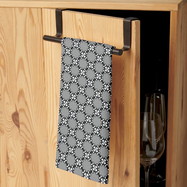 Black and White Mosaic Tea Towel (Thirds Fold)