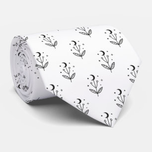 Black and White Moth Butterfly Pattern Tie