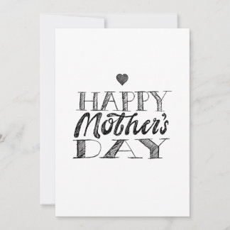 Black and White Mother's Day Lettering & Heart Invitation