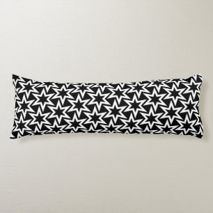 Black And White Motif Geometric Star Pattern Body Cushion