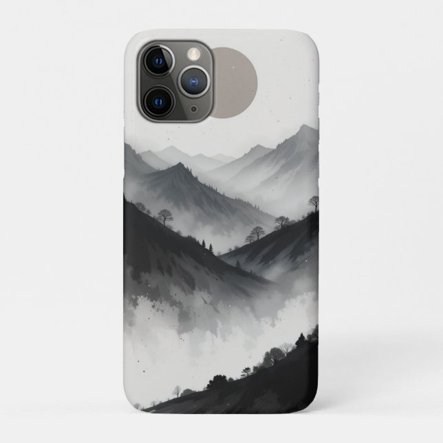 Black and White Mountain Landscape  Case-Mate iPhone Case (Back)