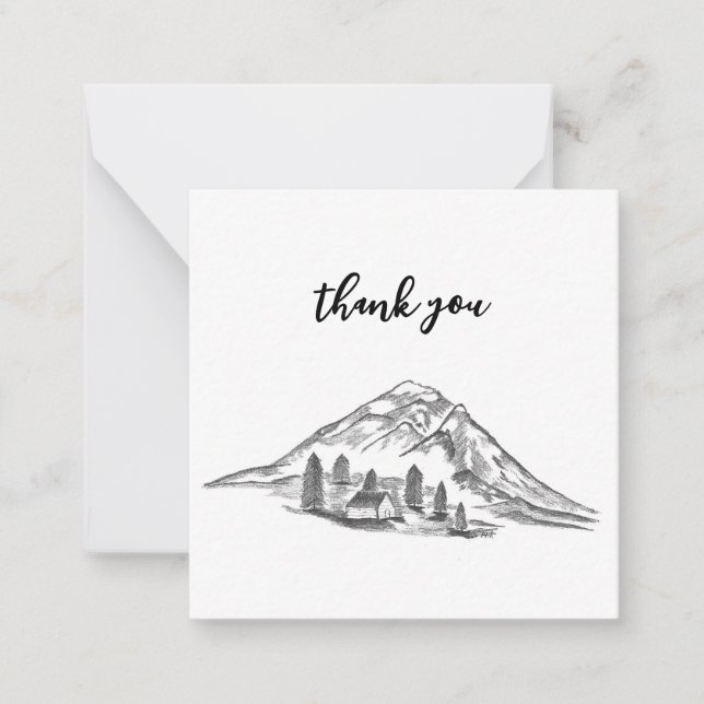 Black and white mountain note card (Front)