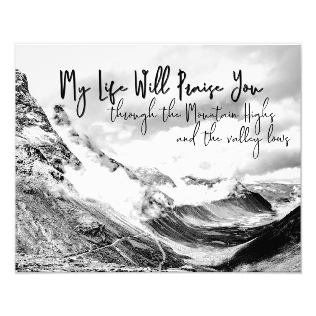 Black and White Mountain Scenery Photo Print (Front)