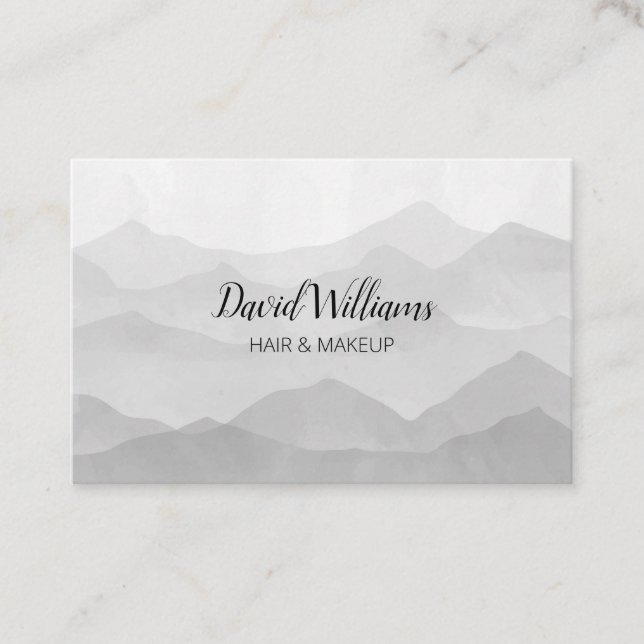 Black and White Mountain Watercolor Business Card (Front)
