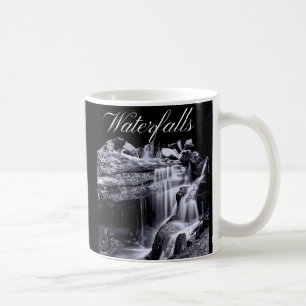 Black and White Mountain Waterfalls  Coffee Mug