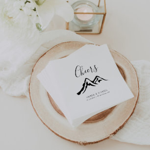 Black and White Mountain Wedding Cheers Napkin
