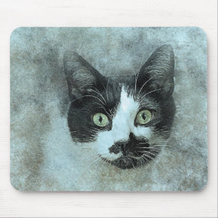 Black and White Mouser   Abstract   Watercolor Mouse Mat
