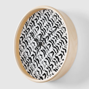 Black and White Moustache Mr. Hipster Vintage Retr Wall Clock