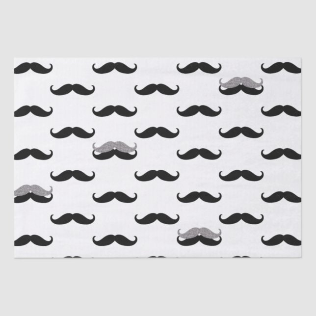 Black and White Moustaches Tissue Paper (Front)