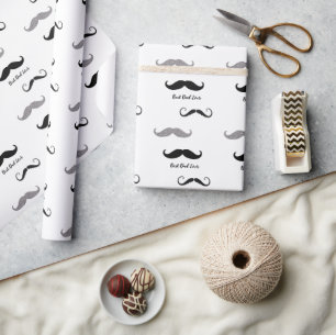 Black and White Moustaches Wrapping Paper