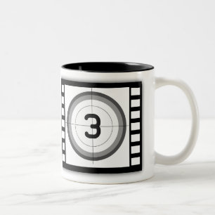 BLACK AND WHITE MOVIE FRAME COUNTDOWN Two-Tone COFFEE MUG