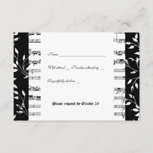 Black and White Mozart Music rsvp with envelope Card