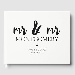 Black and White Mr & Mr Calligraphy Guest Book