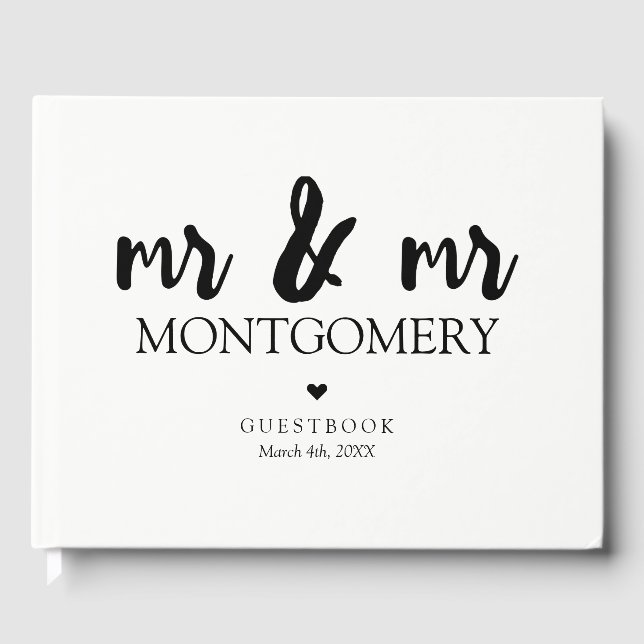Black and White Mr & Mr Calligraphy Guest Book (Front)