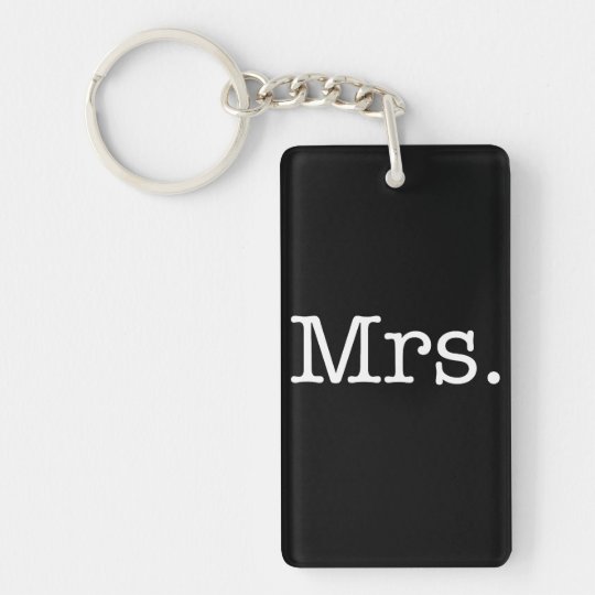 Black and White Mrs. Wedding Anniversary Quote Key Ring