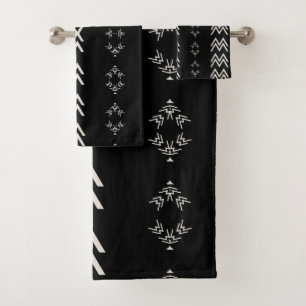 Black and White Mudcloth Bath Towel Set