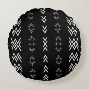 Black and White Mudcloth Round Cushion
