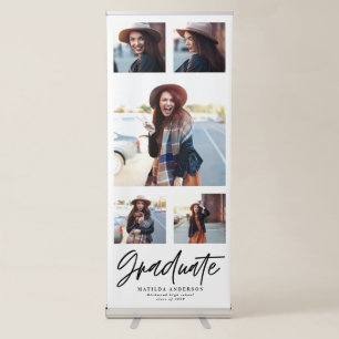 Black and white multi photo typography graduation retractable banner