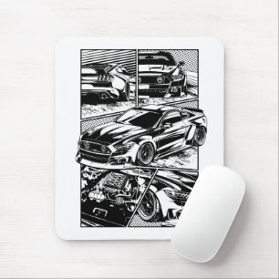 BLACK AND WHITE MUSCLE FURY MOUSE MAT