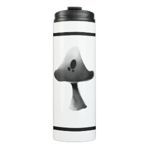 Black and White Mushroom Illustration Cartoon Thermal Tumbler