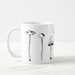 Black and white mushroom mug