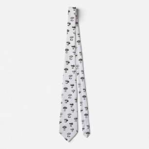 Black and White Mushrooms Tie