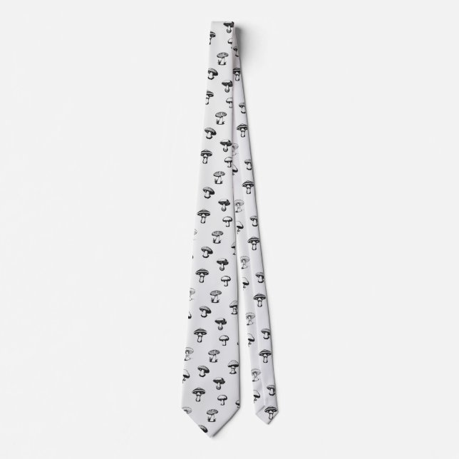 Black and White Mushrooms Tie (Front)