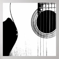 Black and White Music Abstract Acoustic Guitar